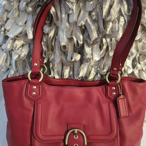 Coach Red Leather Tote Bag - Picture 1 of 10